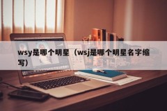 wsy是哪个明星（wsj是哪个明星名字缩写）