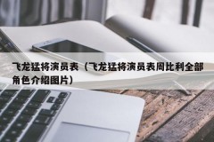 飞龙猛将演员表（飞龙猛将演员表周比利全部角色介绍图片）